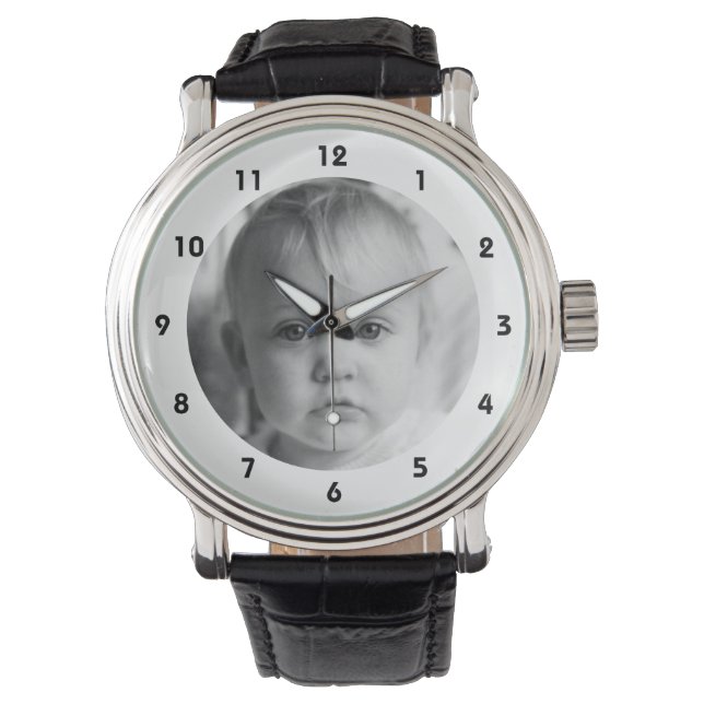 Voeg je foto memento toe voor Dad white Horloge (Voorkant)