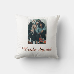 Voeg je foto naam bruidsmeisje squad bruid feest kussen