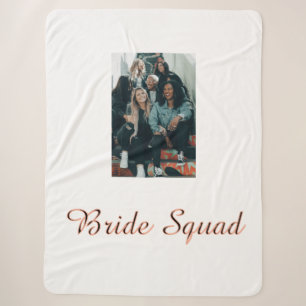 Voeg je foto naam bruidsmeisje squad bruid feest  sherpa deken