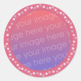 Voeg je foto stickers, roze stippen cirkel lijst ronde sticker