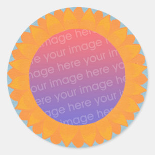 Voeg je foto stickers, zonnebloem cirkel lijst ronde sticker