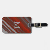 Voeg je Initiaal toe, rood grijs gemarmerd Bagagelabel (Voorkant horizontaal)