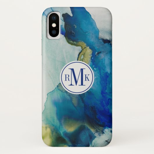 Voeg je Initialen toe | Abstract terrein - blauw Case-Mate iPhone Case (Achterkant)
