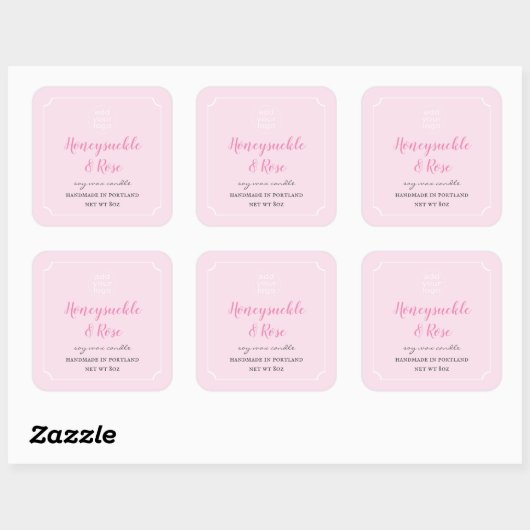 Voeg je Logo Candle Blush Pink Label Square toe (Vel)