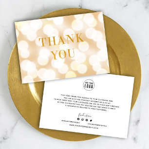 Voeg je Logo Champagne Bokeh Lights Faux Gold toe Bedankkaart
