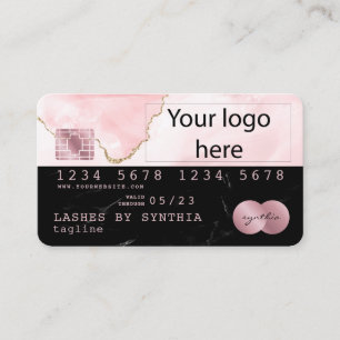 Voeg je logo Credit Kaart Black Marble blush pink Visitekaartje