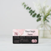 Voeg je logo Credit Kaart Black Marble blush pink  Visitekaartje (Staand voorkant)