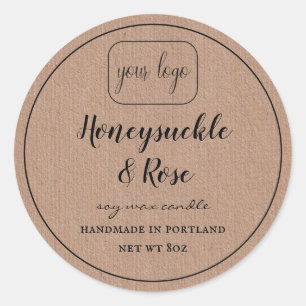 Voeg je logo-kaarskaarsenpapier toe ronde sticker