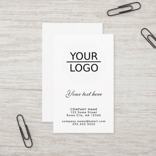 Voeg je Logo met Aangepaste tekstpromotie toe Visitekaartje (Voorkant / Achterkant in situ)