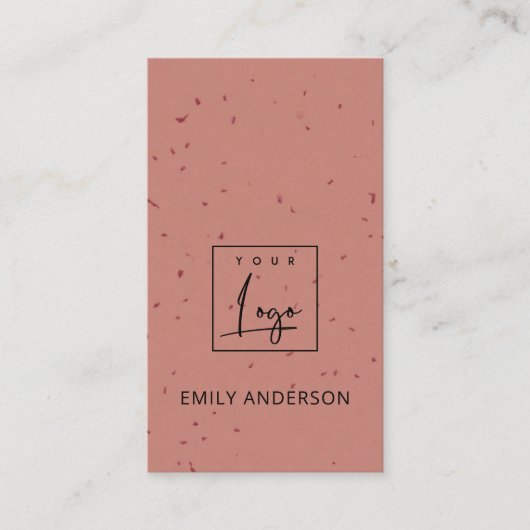 VOEG JE LOGO MINIMAL TERRACOTTA KERAMISCHE TEXTUUR VISITEKAARTJE (Voorkant)