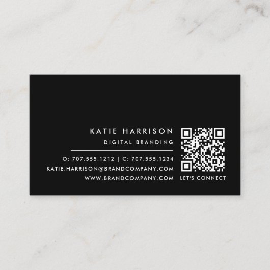 Voeg je Logo Modern Minimal Black & White QR Code  Visitekaartje (Voorkant)