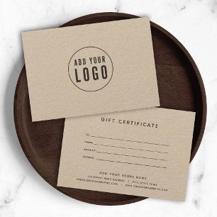 Voeg je Logo Rustic Kraft cadeaubon toe