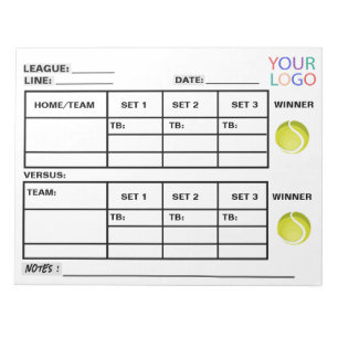 Voeg je Logo Tennis Score Pad Tennis Score Sheets Notitieblok
