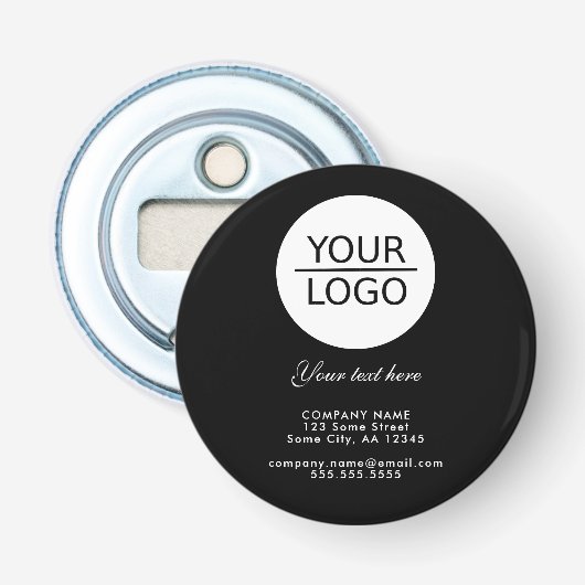 Voeg je Logo toe met Aangepaste tekstpromotie zwar Button Flesopener (Voorkant)