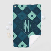 Voeg je Monogram toe | Blauw en Mint Argyle Patroo Golfhanddoek (Insitu)