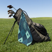 Voeg je Monogram toe | Blauw en Mint Argyle Patroo Golfhanddoek (Groen)