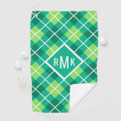 Voeg je Monogram toe | Green Argyle Pattern Golfhanddoek (Insitu)