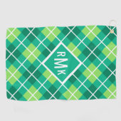Voeg je Monogram toe | Green Argyle Pattern Golfhanddoek (Horizontaal)