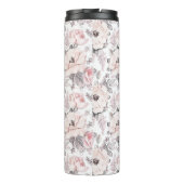 Voeg je Monogram toe | Klassiek roze en grijs patr Thermosbeker (Achterkant)