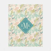 Voeg je Monogram toe | Modern Floral Pattern Fleece Deken (Voorkant)