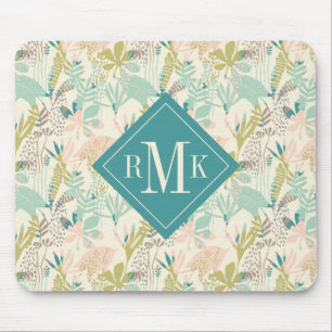 Voeg je Monogram toe Modern Floral Pattern Muismat