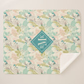 Voeg je Monogram toe | Modern Floral Pattern Sherpa Deken (Voorkant (horizontaal))