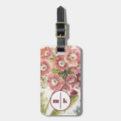 Voeg je Monogram toe | Roze primrose Bagagelabel (Voorkant verticaal)