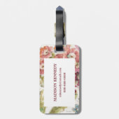 Voeg je Monogram toe | Roze primrose Bagagelabel (Achterkant verticaal)