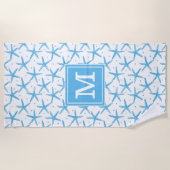 Voeg je Monogram toe | Waterverf blauwe Zeeen ster Strandlaken (Voorkant)