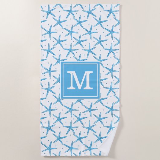 Voeg je Monogram toe | Waterverf blauwe Zeeen ster Strandlaken (Voorkant)