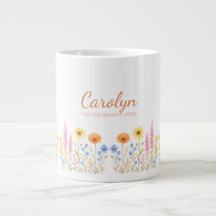 Voeg je naam koffiemokken toe, Pretty Wildflower Extra Grote Beker