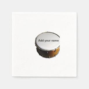 Voeg je naam tekst bruin zwart drum beats stick servet