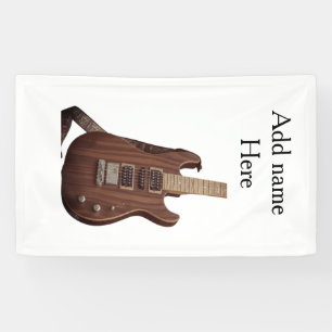 Voeg je naam tekst bruine akoestische gitaar bewer spandoek