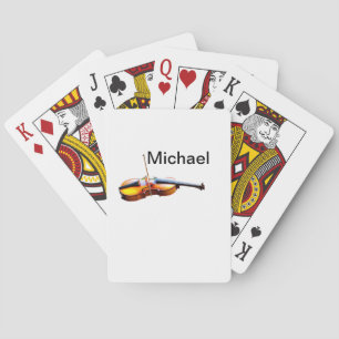Voeg je naam tekst bruine viool muziek liefhebber pokerkaarten