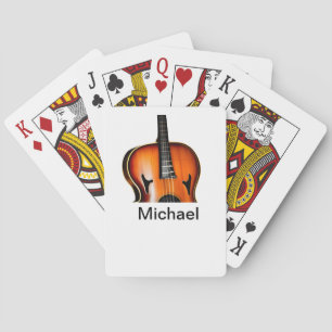 Voeg je naam tekst bruine viool muziek liefhebber pokerkaarten