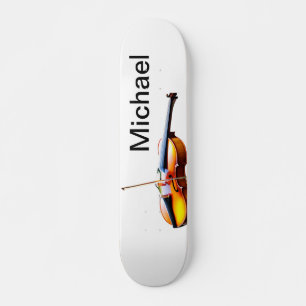 Voeg je naam tekst bruine viool muziek liefhebber  skateboard