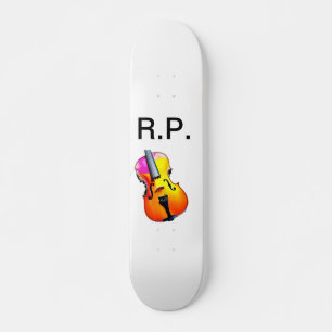 Voeg je naam tekst bruine viool muziekliefhebber t skateboard