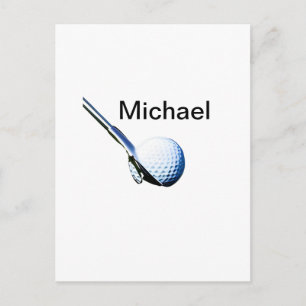 Voeg je naam tekst golfbal club sportuitrusting to briefkaart