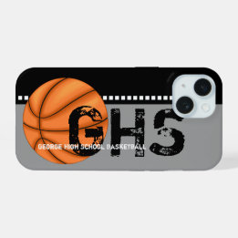Voeg je naam toe iPhone 15 Hoesje Basketbal
