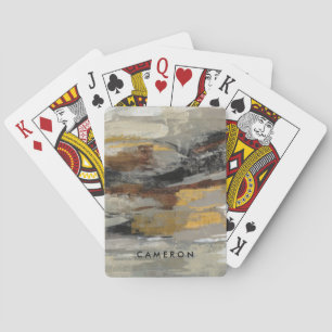 Voeg je naam toe Neutrale abstracte grijze print Pokerkaarten