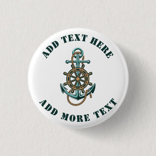 Voeg je tekst toe Thema scheepsanker Ronde Button 3,2 Cm