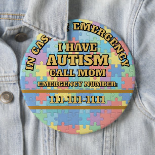 Voeg je telefoonnummer toe Autism Knop Ronde Button 6,0 Cm