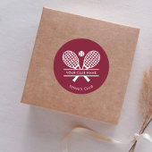 Voeg je tennis club naam elke kleur Bourgondië Ronde Sticker