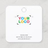 Voeg Jouw Logo Oorbellen Sociale Media Displaykaar Vierkante Visitekaartje (Voorkant)