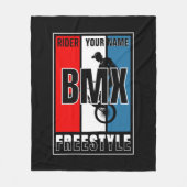 Voeg Jouw naam BMX Freestyle Rider Hoodie Drawstri Fleece Deken (Voorkant)