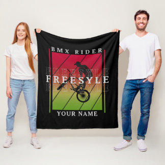Voeg Jouw naam BMX Freestyle Rider toe - Rood groe Fleece Deken