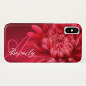 Voeg jouw naam chrysanthemum rode tint iphone case (Achterkant (horizontaal))