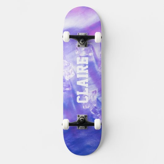 Voeg Jouw naam Cool Ice Paarse toe Skateboard (Voorkant)