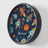 Voeg Jouw naam Cool Rocket Ship Space and Planets  (Hoek)