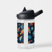 Voeg Jouw naam Cool Rocket Ship Space and Planets  Waterfles (Links)